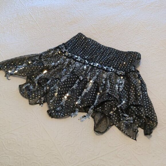 Black & Silver Sequin Dance Skirt – Layers - Picture 3 of 6